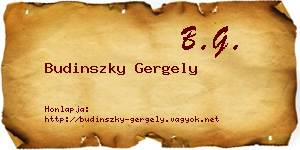 Budinszky Gergely névjegykártya